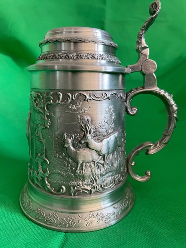 Zinn bierkrug mit klappdeckel - mit,