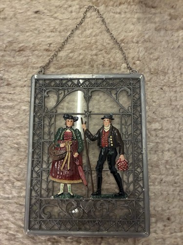 Zinn wandbild trachtenpaar - wandbild,