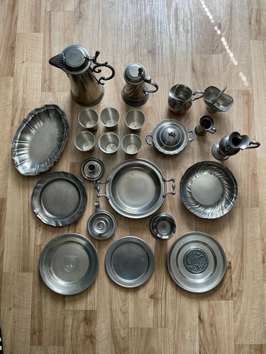 Große sammlung zinn geschirr - sammlung,