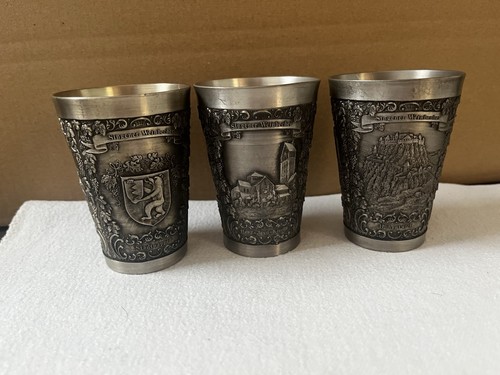 3er set zinn weinbecher mit - weinbecher,