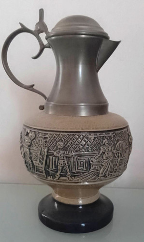 Zinnkrug mit deckel ausguss - zinnkrug, deckel,