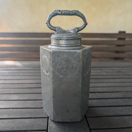 Alte zinn schraubflasche - alte, zinn-schraubflasche
