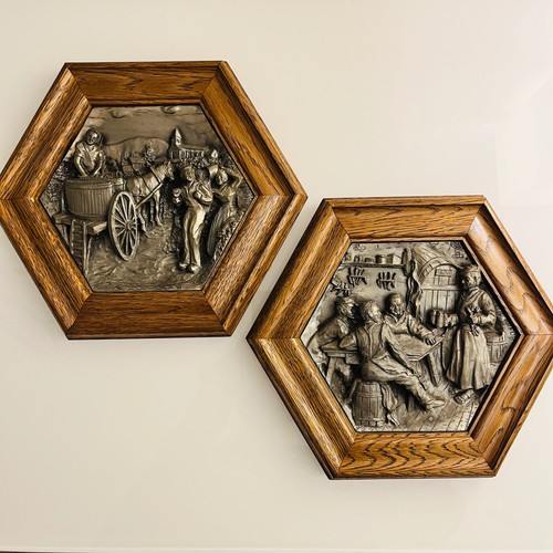 Zinn bilder relief eiche - 2x,