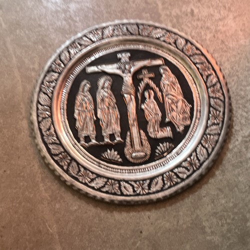 Runde zinn relief plakette - runde, zinn-relief