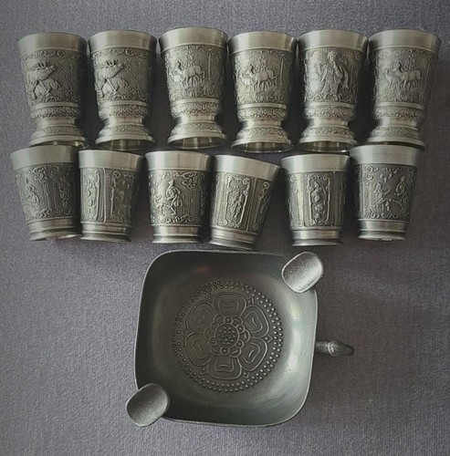 12x zinn schnapsbecher - 12x,