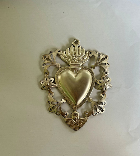 Vintage flammende zinnherz - vintage,