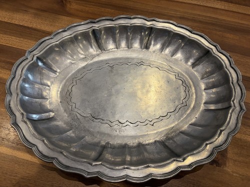 Zinn tablett oval mit - zinn,