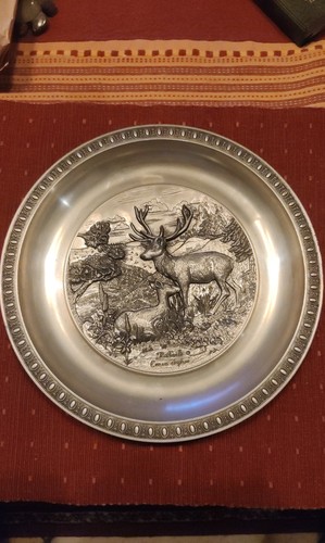 Zinnteller mit jagdmotiv - mit,